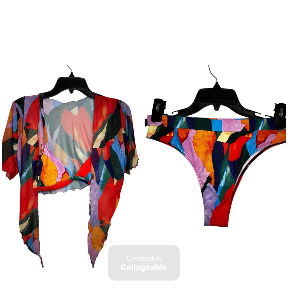 Colorful Abstract Women's 3-piece Padded Swimsuit